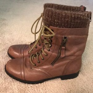 Steve Madden Brown Combat Boots, Women Size 7.5